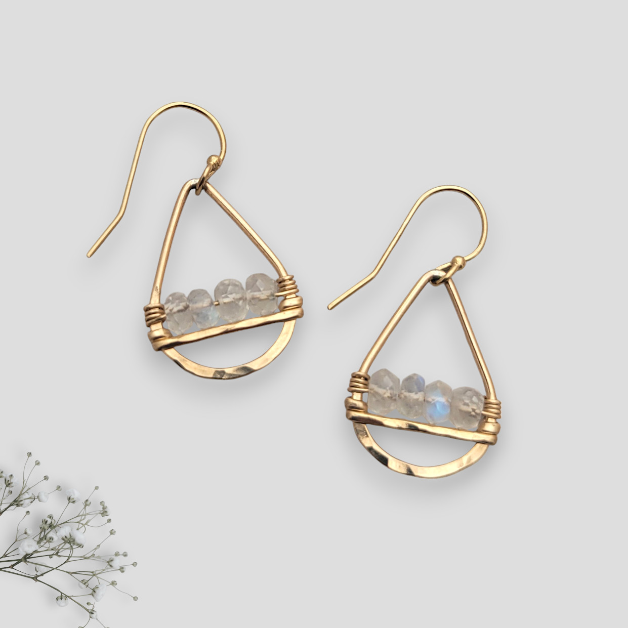Halo Moonstone Earrings