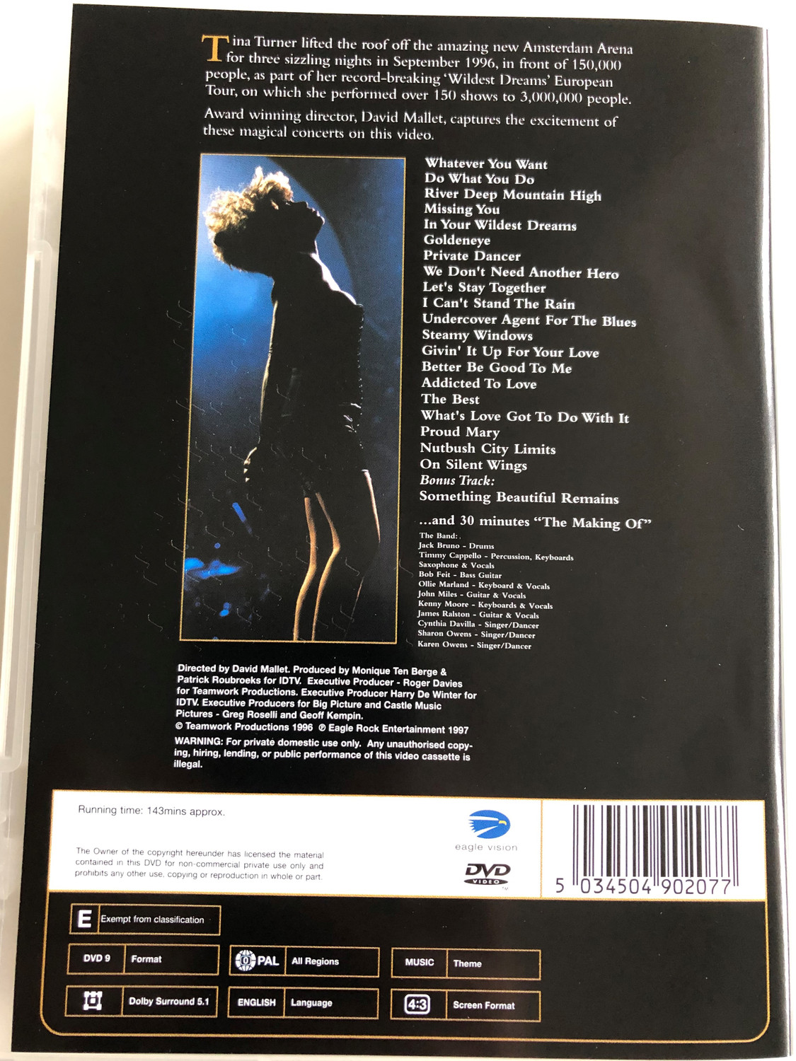 Tina Turner Live in Amsterdam DVD 1996 Wildest dreams tour