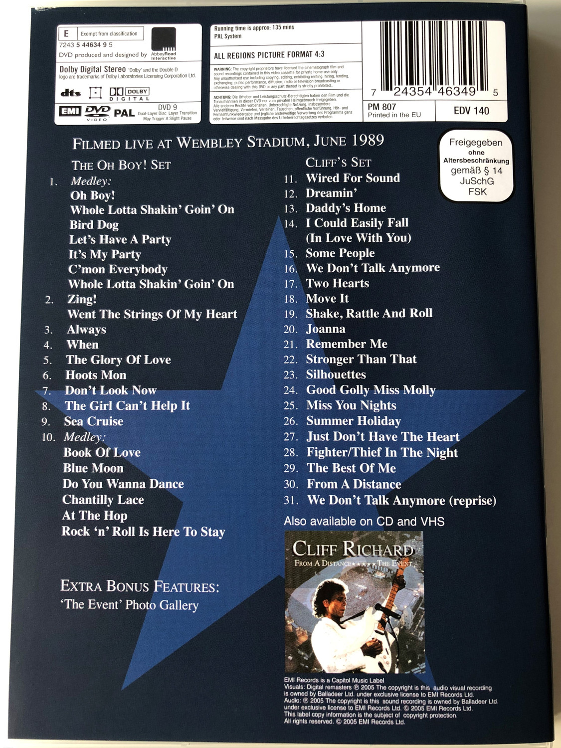 Cliff Richard - From a Distance DVD The Event / Filmed live at