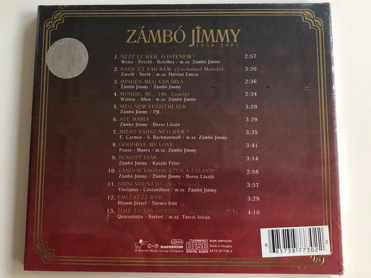 Zámbó Jimmy u200e– 1958-2001 / Magneoton Audio CD / 8573-87730-2 / Hungarian Pop  Star Jimmy Songs Selection - Bible in My Language