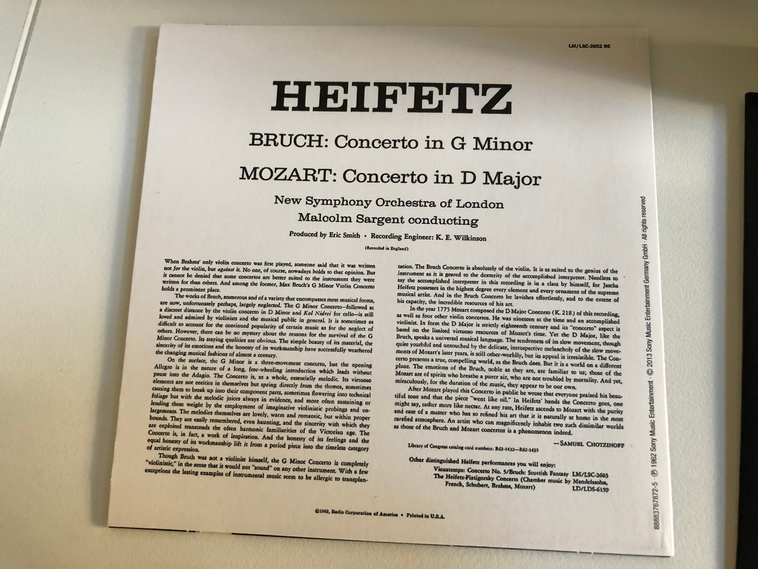 Violin Concertos - Jascha Heifetz / Original Album Classics / RCA
