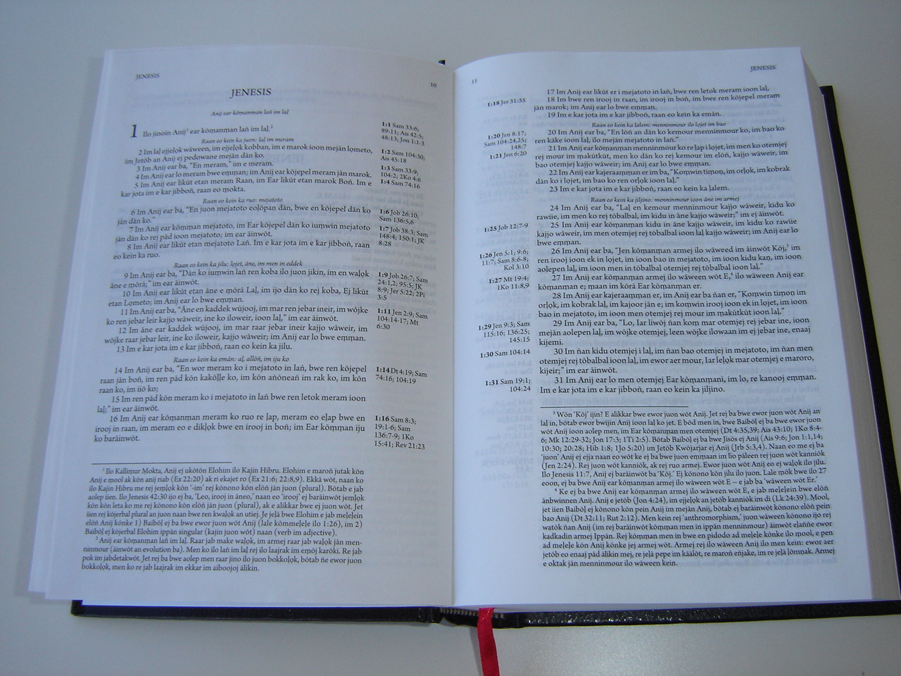 Marshallese Bible with Footnotes / JEJE KO REKWOJARJAR / Words