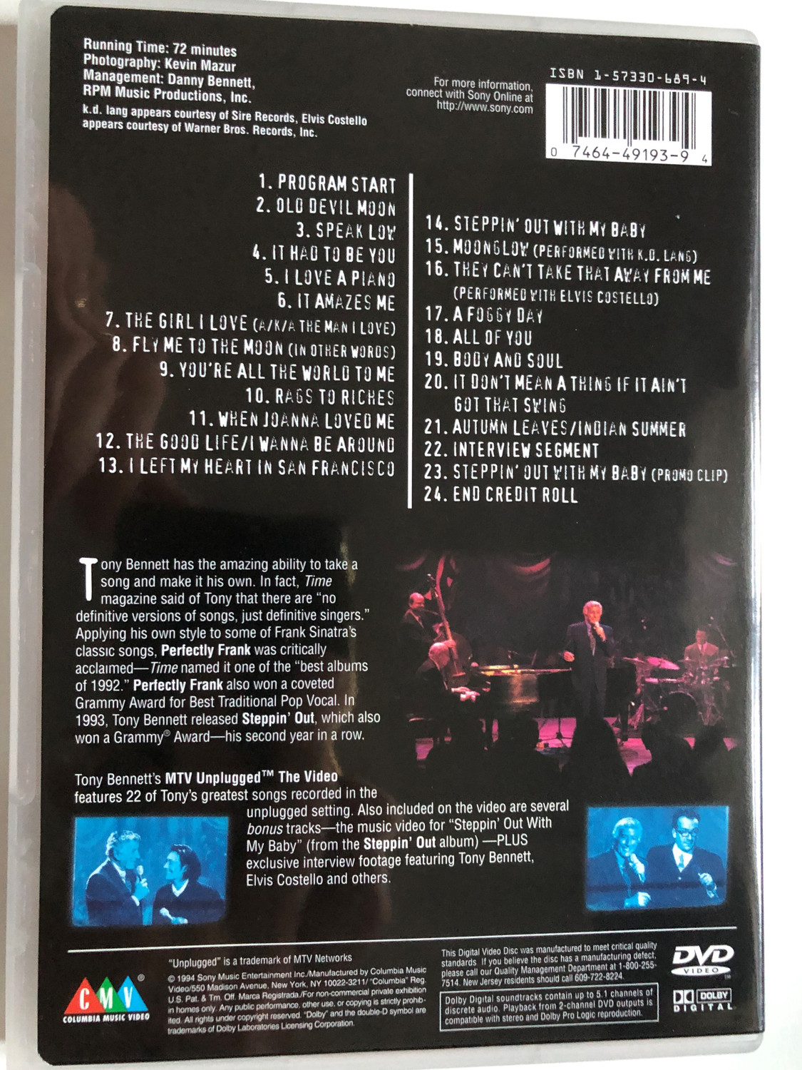 Tony Bennett – MTV Unplugged (The Video) / CMV Enterprises DVD