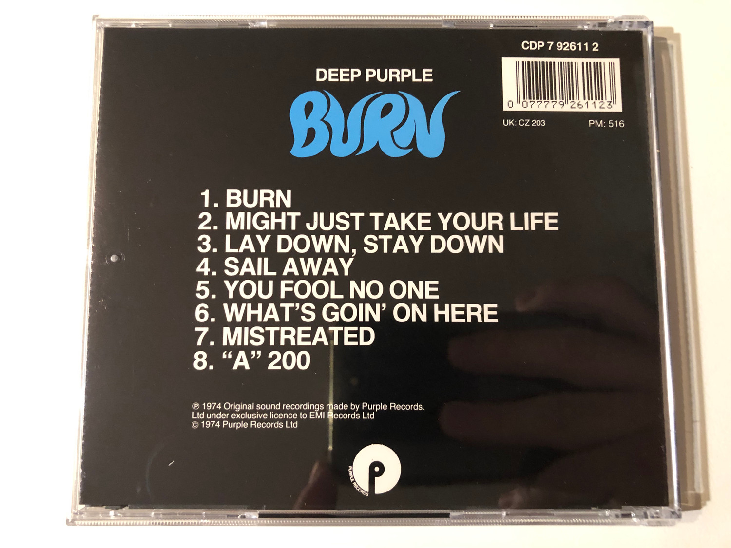 Deep Purple – Burn / Purple Records Audio CD / CDP 7 92611 2