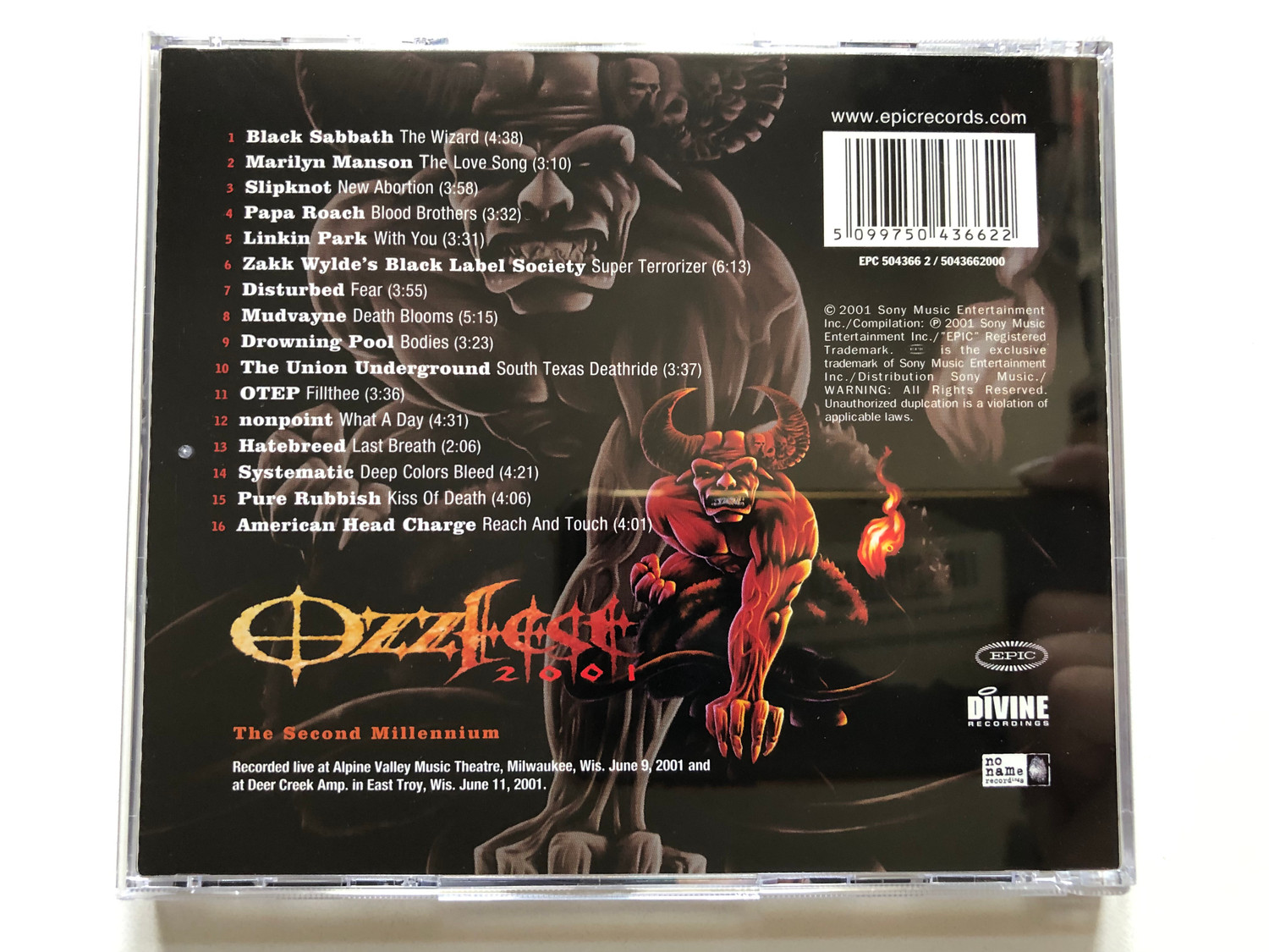 Ozzfest 2001 - The Second Millennium / Epic Audio CD 2001 / 504366