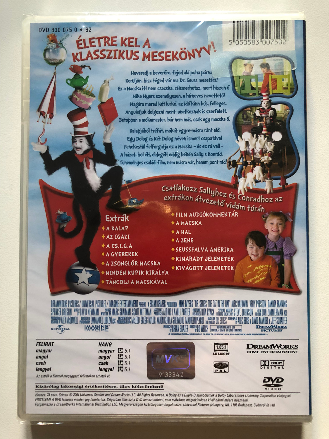 Seuss' The Cat in the Hat A MACSKA MIKE MYERS, Dakota Fanning  Dreamworks DVD Video