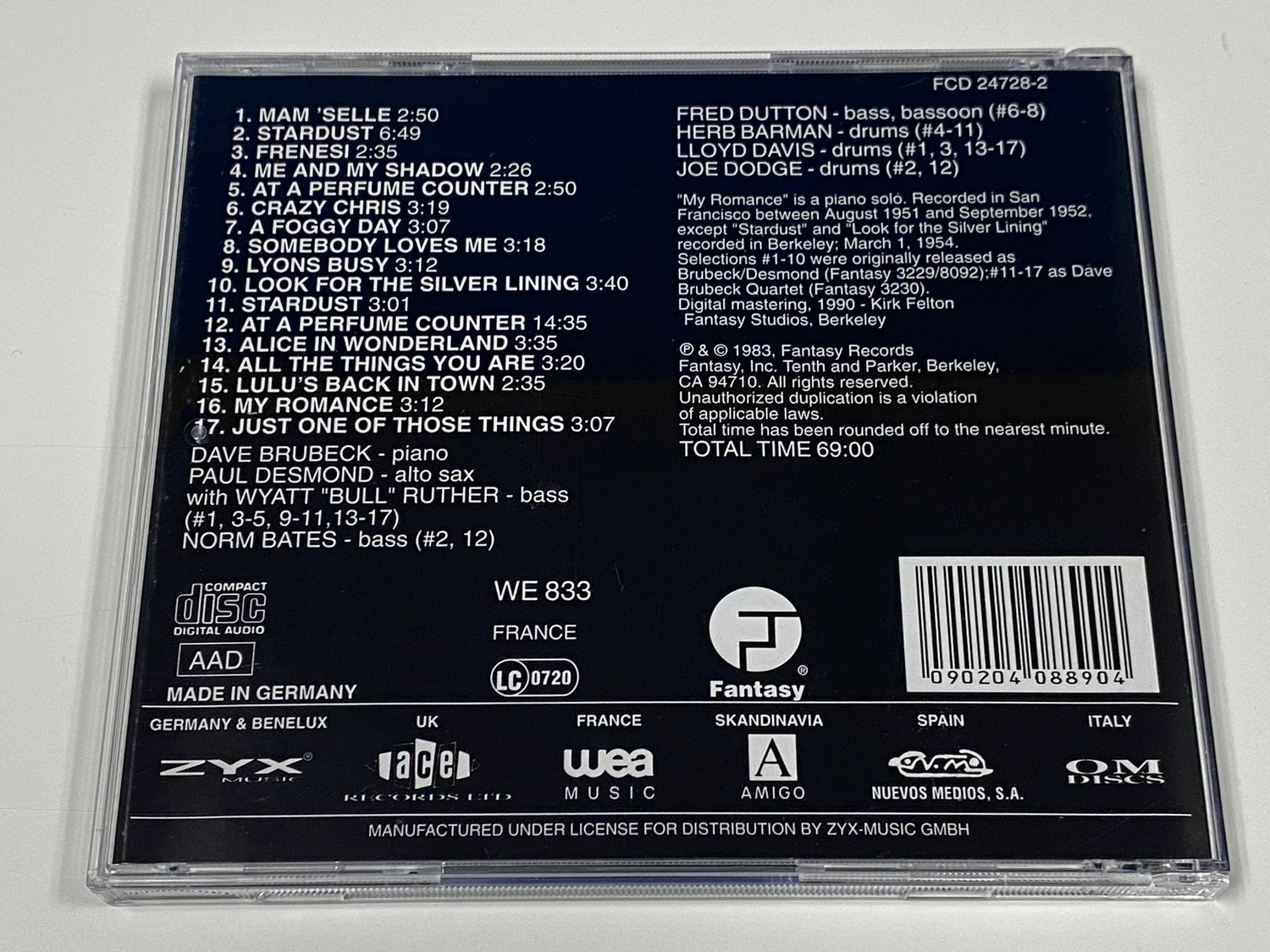 R\u0026B+ソウル CD Paul Desmond Stardust  FCD247282  /00110 The Dave Brubeck Quartet Featuring Paul Desmond – Stardust