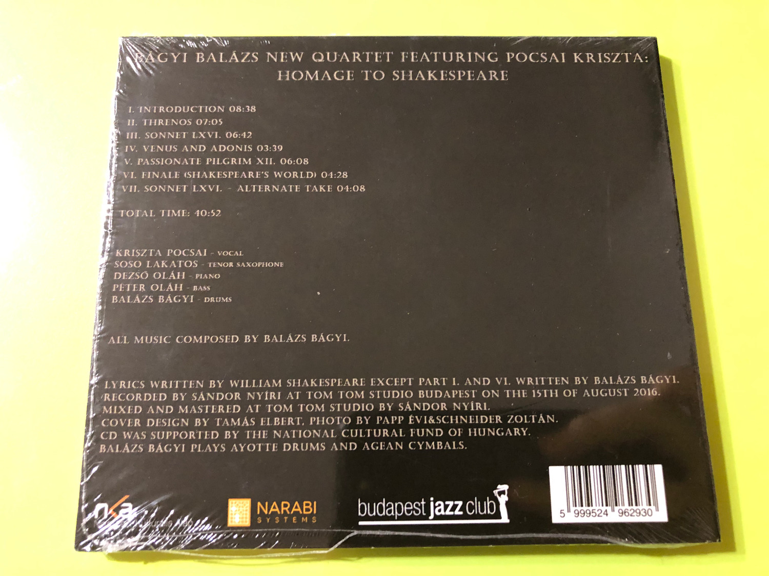 Homage to Shakespeare – Bágyi Balázs New Quartet