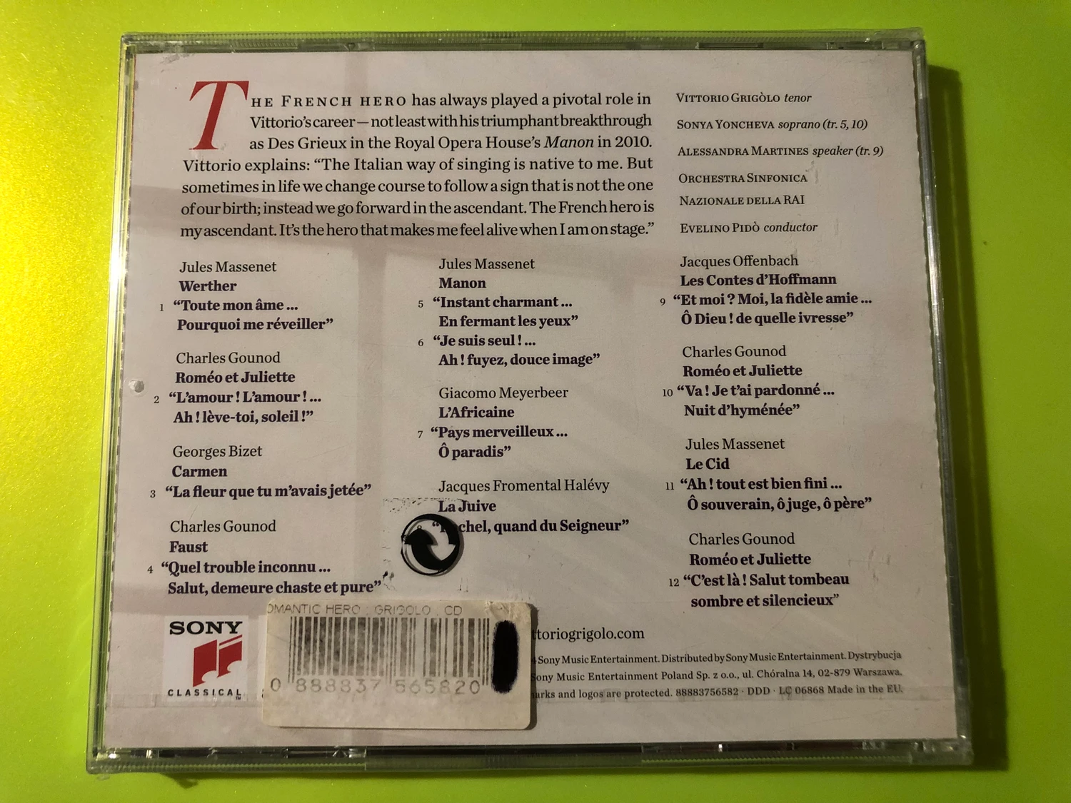 Vittorio Grigòlo: The Romantic Hero Sony Classical CD