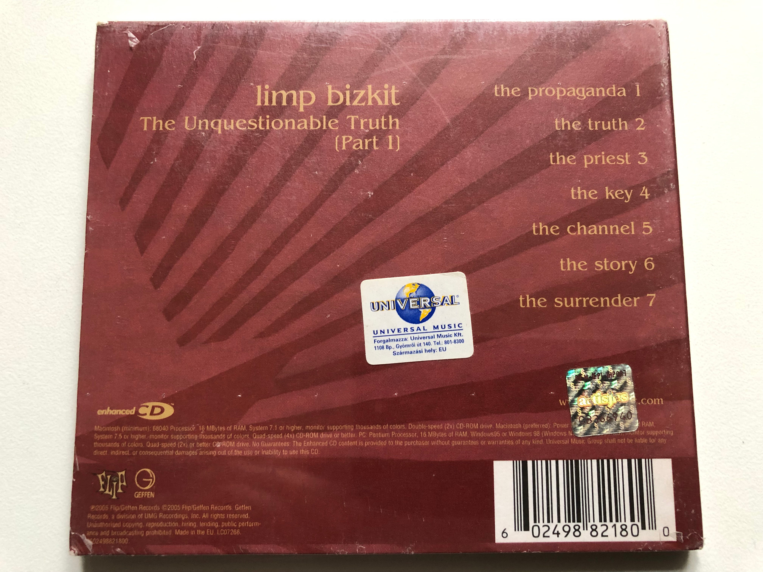 Limp Bizkit – The Unquestionable Truth (Part 1) / Flip Records Audio CD ...
