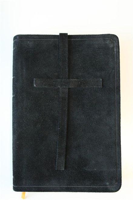 Russian Black Untreated Leather Bound Bible with Golden Edges and Thumb Index...