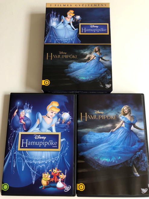 Cinderella Box Set 2 DVD 2015 Hamupipőke dupla DVD doboz / Animated movie (1950) and 2015 film release / Directors: Clyde Geronimi, Hamilton Luske, Wilfred Jackson, Kenneth Branagh / Starring: Cate Blanchett, Lily James, Richard Madden, Stellan Skarsgard / 2 DVD / Disney (5996514020823)