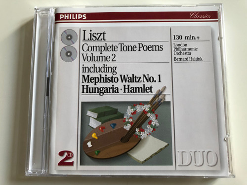 Liszt - Complete Tone Poems Volume 2 - including Mephisto Waltz No. 1, Hungaria, Hamlet / London Philharmonic Orchestra / Conducted by Bernard Haitink / Philips Classics 2 CD 1993 / 438 754-2 (028943875424)