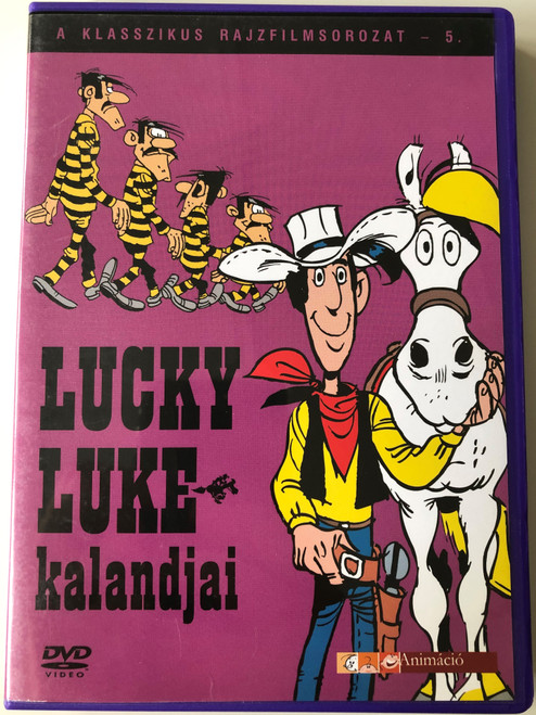 Lucky Luke TV Series Vol 5 DVD 1983 Lucky Luke kalandjai 5. / Directed by Joseph Barbera, William Hanna / Starring: William Callaway, Rick Dees, Bob Holt, Mitzi McCall / 4 episodes: On the Dalton's Trail, The Escort, The Rivals of Painful Gulch, The Thread That Sings (5999544243651)