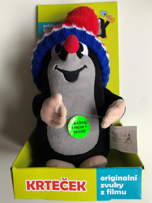 Krtek - Talking Little mole with Tricolor Cap - plush toy with original film sounds / Krteček - Originální filmové zvuky - Krtek 20cm mluv., m-t.kulich / Age 1+ / The Most favourite Czech animated character / Der kleine Maulwurf / 20cm (8590121501620)