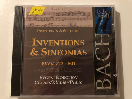 Johann Sebastian Bach - Inventions & Sinfonias BWV 772-801 / Evgeni Koroliov - piano / Hänssler Classic Audio CD 2000 / CD 92.106