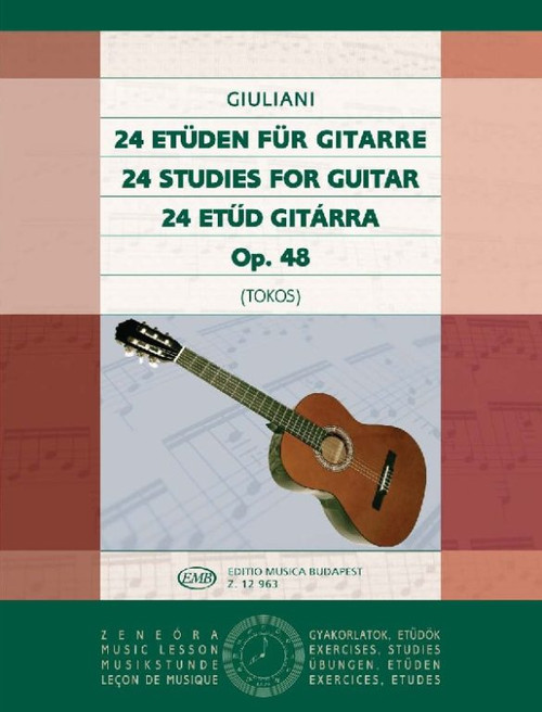 Giuliani, Mauro: 24 Studies / Op. 48 / Edited by Tokos Zoltán / Editio Musica Budapest Zeneműkiadó / 1986 / Közreadta Tokos Zoltán