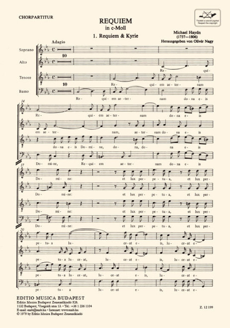 Haydn, Johann Michael: Requiem in C / vocal/choral score / Edited by Nagy Olivér / Editio Musica Budapest Zeneműkiadó / 1981 / Közreadta Nagy Olivér