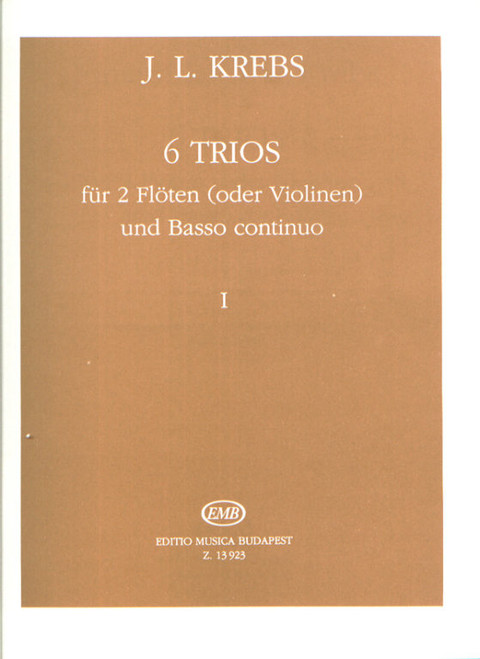 Krebs, Johann Ludwig: 6 Trios für 2 Flöten (oder Violinen) und Basso Continuo 1 / Edited by Gyenge Enikő / Editio Musica Budapest Zeneműkiadó / 1991 / Krebs, Johann Ludwig: 6 trió 2 fuvolára (hegedűre) és basso continuora 1 / Szerkesztette Gyenge Enikő