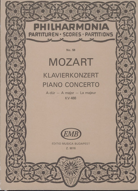 Mozart, Wolfgang Amadeus: Concerto in A K 488 / pocket score / Editio Musica Budapest Zeneműkiadó / 1981 / Mozart, Wolfgang Amadeus: Klavierkonzert A-dúr KV 488 / kispartitúra