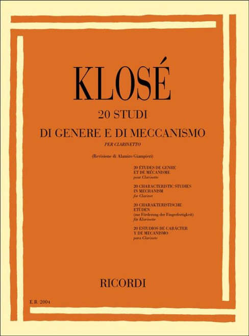 Klosé, Hyacinthe-Eléonore, Klosé, Hyacinthe Éleonore: 20 STUDI DI GENERE E DI MECCANISMO / Ricordi 