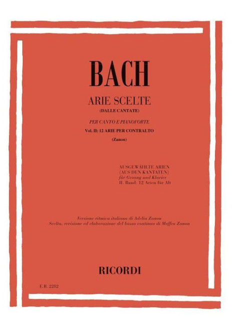 Bach, Johann Sebastian: ARIE SCELTE DALLE CANTATE. VOL.2: 12 ARIE PER CONTRALTO / Ricordi / 1984 