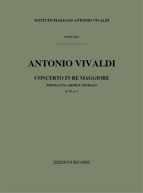 Vivaldi, Antonio: CONC. PER FL., ARCHI E B.C.: IN RE RV 427 - F.VI/3 / Ricordi / 1984