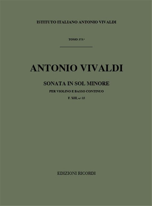 Vivaldi, Antonio: SON. PER VL. E B.C.: IN SOL MIN. RV 26 - F.XIII/15 / Ricordi / 1984