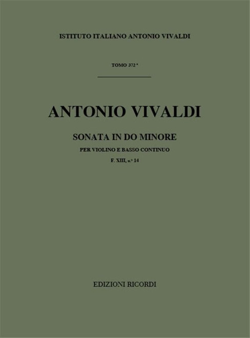 Vivaldi, Antonio: SON. PER VL. E B.C.: IN DO MIN. RV 6 - F.XIII/14 / Ricordi / 1984