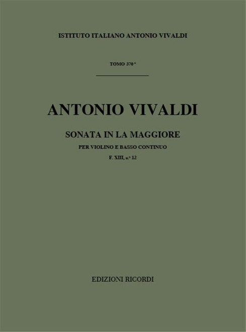 Vivaldi, Antonio: SON. PER VL. E B.C.: IN LA RV 29 - F.XIII/12 / Ricordi / 1984