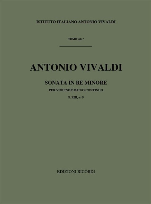 Vivaldi, Antonio: SON. PER VL. E B.C.: IN RE MIN. RV 15 - F.XIII/9 / Ricordi / 1984