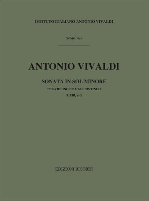 Vivaldi, Antonio: SON. PER VL. E B.C.: IN SOL MIN. RV 28 - F.XIII/5 / Ricordi / 1978