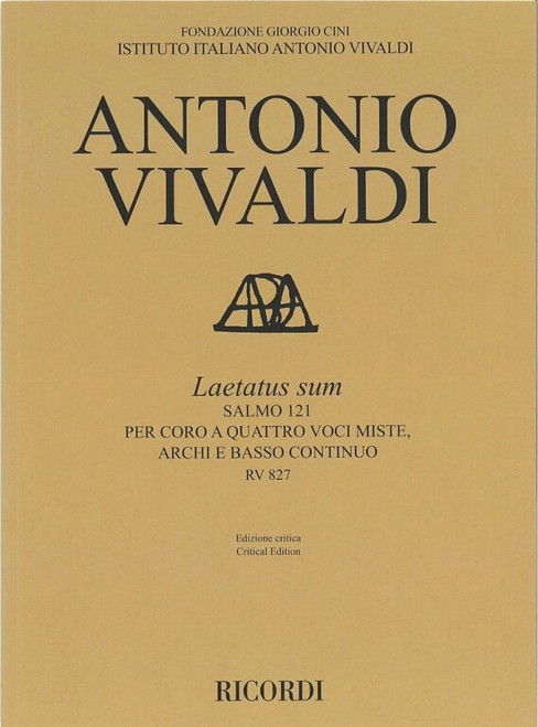 Vivaldi, Antonio: Laetatus sum RV 827 / Ed. critica di Michael Talbot / Ricordi / 2017