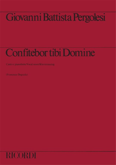 Pergolesi, Giovanni Battista: CONFITEBOR TIBI DOMINE. SALMO PER SOLI, CORO A 5 VOCI, ARCHI, ORGANO (O CEMBALO) / Ricordi Americana / 1979