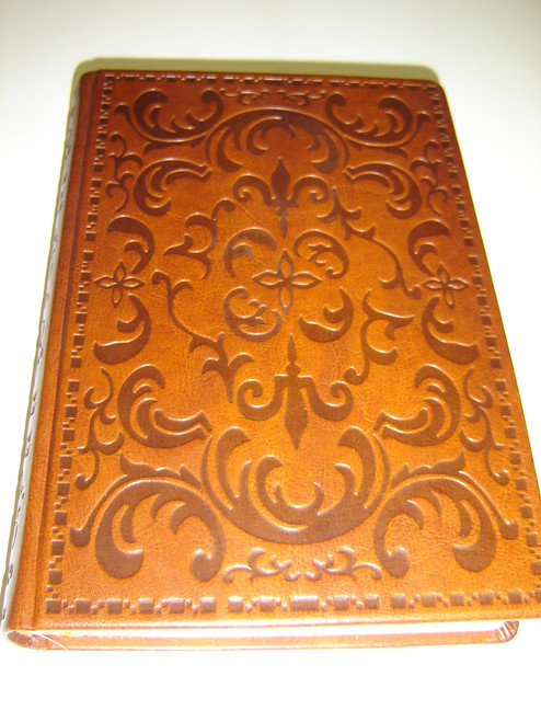 Latvian Bible Brown Decorated Leather Bound with Godlen Edges / Bibele 074 Dzimtas / 1965 gada izdevuma reidetais teksts ar pielikumiem