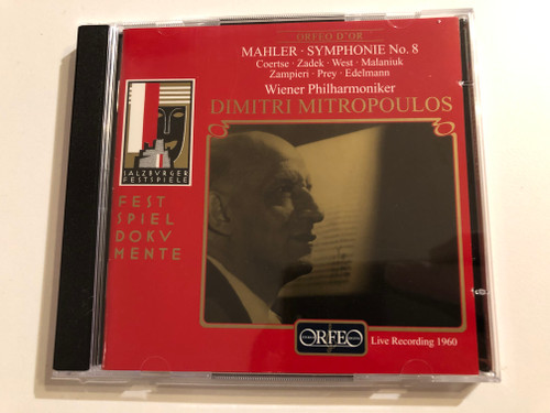 Mahler - Symphonie No. 8 - Dimitri Mitropoulos / Coertse, Zadek, West, Malaniuk, Zampieri, Prey, Edelmann / Festspieldokumente / Live Recording 1960 / Orfeo 2x Audio CD 1999 Mono / C 519 992 B