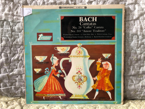 Bach - Cantatas No. 211 "Coffee" Cantata; No. 203 "Amore Traditore" / Elisabeth Speiser (soprano), Claus Ocker (bass), Wilfrid Jochmis (tenor), Württemberg Chamber Orchestra, Heilbronn, Rudolf Ewerhart / Turnabout LP Stereo 1967 / TV 34071S