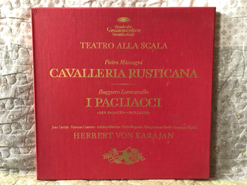 Teatro Alla Scala - Pietro Mascagni: Cavalleria Rusticana, Ruggiero Leoncavallo: I Pagliacci / Joan Carlyle, Fiorenza Cossotto, Adriane Martino, Herbert von Karajan / Deutsche Grammophon 3x LP, Box Set, Stereo / SLPM 139 205/07