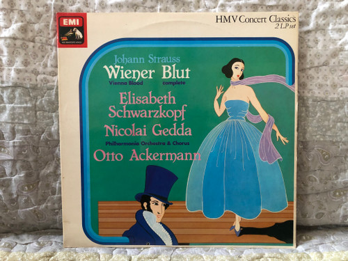 Johann Strauss: Wiener Blut Vienna Blood Complete - Elisabeth Schwarzkopf, Nicolai Gedda, Philharmonia Orchestra & Chorus, Otto Ackermann / HMV Concert Classics / His Master's Voice 2x LP, Stereo / SXDWS 3042