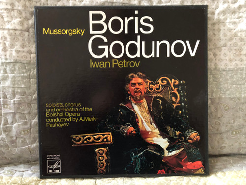 Mussorgsky - Boris Godounov, Iwan Petrov - Soloists, Chorus And Orchestra Of The Bolshoi Opera Conducted By A. Melik-Pashayev / Мелодия 4x LP, Box Set, Stereo, Mono / MEL 401/2/3/4