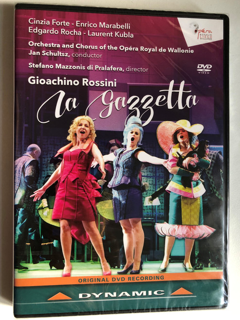 Rossini: La Gazzetta / Opera buffa in Two Acts Libretto by GIUSEPPE PALOMBA / Orchestra and Chorus of the Royal Opera House of Wallonia Conductor: JAN SCHULTSZ / Chorus Master: MARCEL SEMINARA / Recorded at: Opéra de Liège, Belgium / DVD (8007144377427)