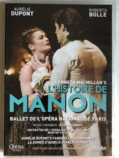 Kenneth MacMillan's L'histoire de Manon (MANON'S STORY) / Ballet in three acts / Musical arrangement and orchestration MARTIN YATES / PARIS NATIONAL OPERA ORCHESTRA / Conductor MARTIN YATES / BONUS: INTERVIEW WITH AURELIE DUPONT / DVD (3760115301351)