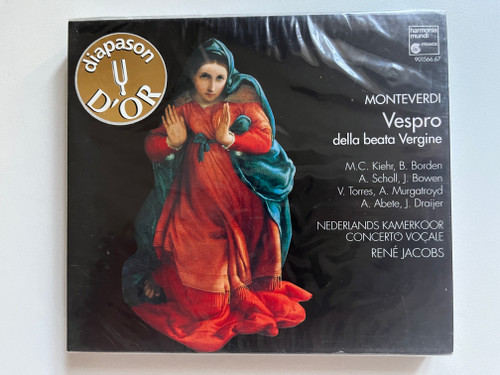 Montverdi: Vespro Della Beata Vergine - M.C. Kiehr, B. Borden, A. Scholl, J. Bowen, V. Torres, A. Murgatroyd, A. Abete, J. Draijer, Nederlands Kamerkoor, Concerto Vocale, René Jacobs / Harmonia Mundi France 2x Audio CD 1996 / HMC 901566.67