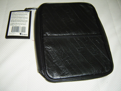 Guardian Bible Case / Elegant Eel-skin Style Soft Leather Grain Black / LARGE Bibles up to 9.7" X 7 X 1.7"