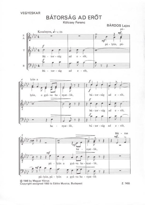  Bárdos Lajos Bátorság ad erőt  Words by Kölcsey Ferenc  sheet music (9790080074558)