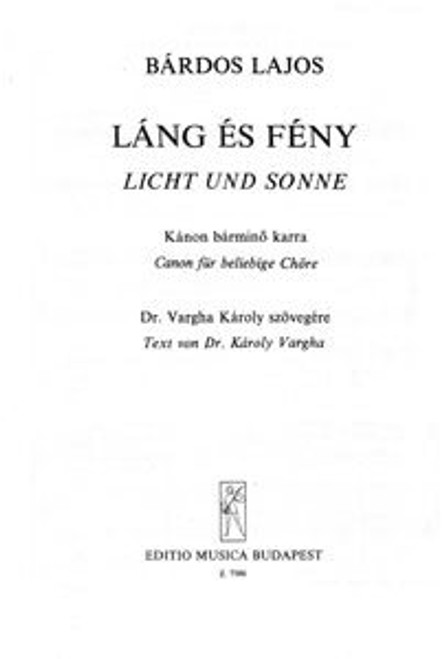 Bárdos Lajos Láng és fény  Words by Vargha Károly dr.  sheet music (9790080075869)