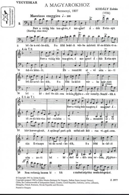 Kodály Zoltán Songs of Faith  Words by Berzsenyi Dániel  sheet music (9790080029770)