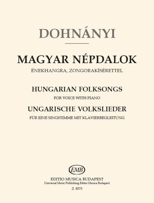 Dohnányi Ernő Hungarian Folksongs  for voice with piano accompaniment  Translated by Heidelberg, Adalbert – Lockwood, M. Elisabeth  sheet music (9790080083734)