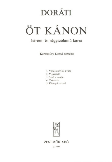 Doráti Antal Öt kánon  Words by Keresztúry Dezső  sheet music (9790080074930)