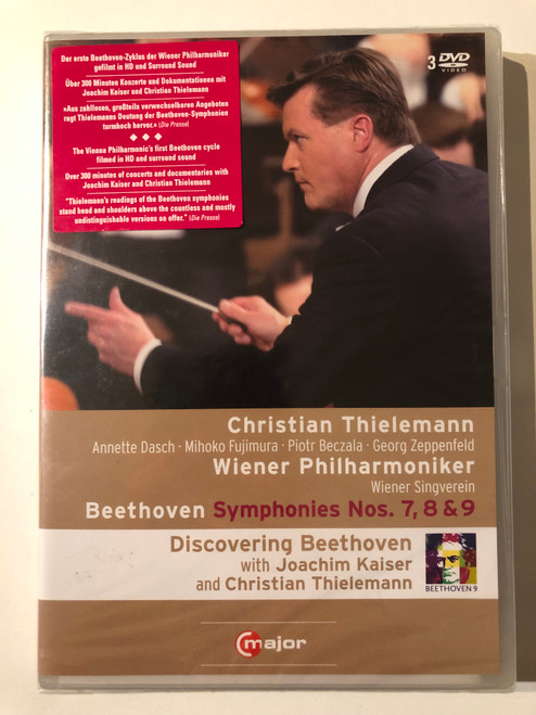 Beethoven - Symphonies Nos. 7, 8 & 9 / Christian Thielemann, Wiener Philharmoniker / Annette Dasch, Mihoko Fujimura, Piotr Beczala, Georg Zeppenfeld / Wiener Singverein / Unitel Classica / major / 3 Discs DVD Video (814337010515)